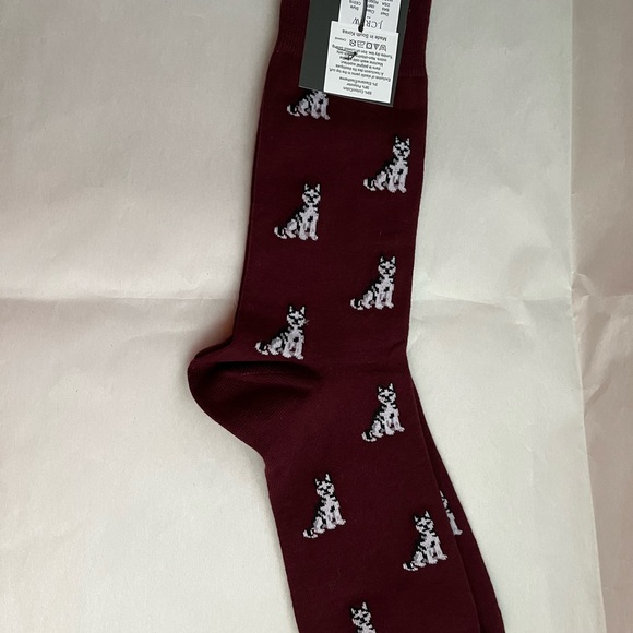 J. Crew Burgundy Patterned Men's Socks One Size Husky, Dog, Maroon - Picture 5 of 5